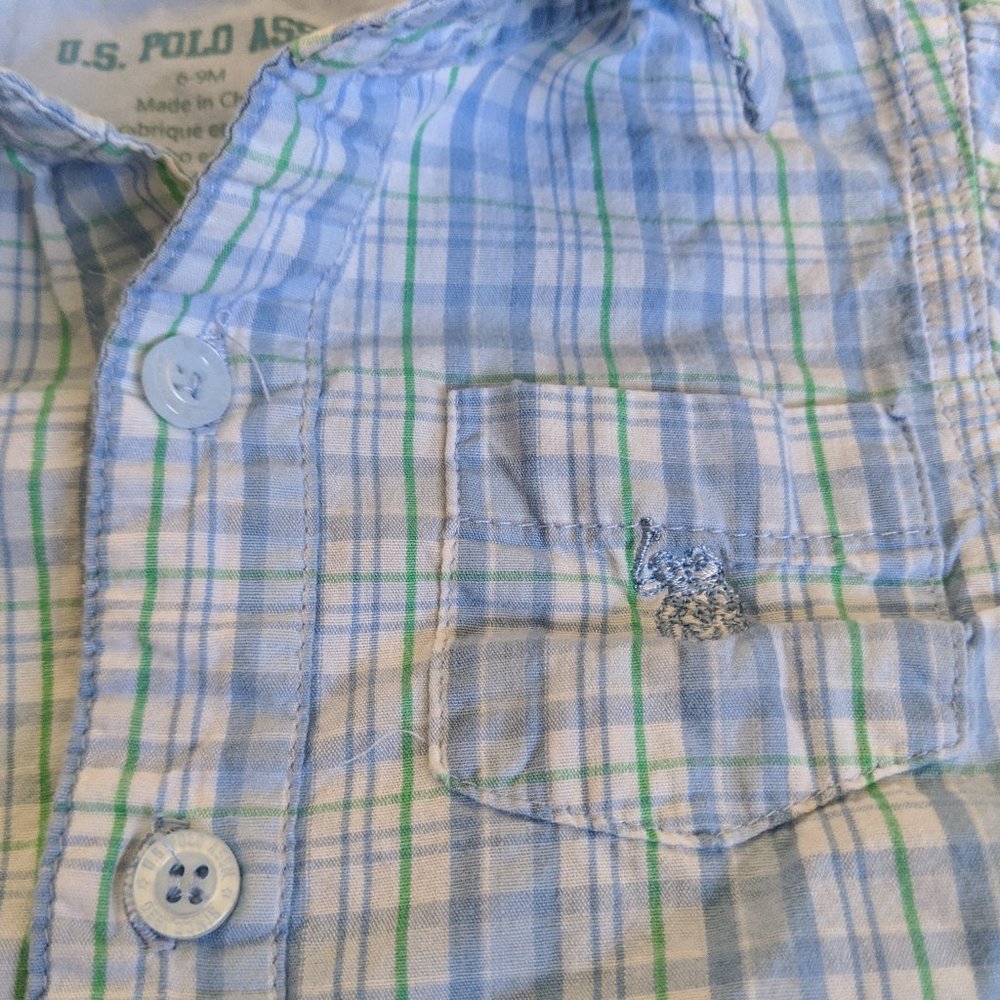 U.S. Polo Assn - Cotton Plaid Romper, 6-9 months